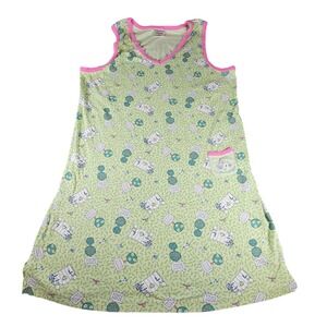 Mary Engelbreit DreamWear Womens XXL Green Cotton Garden Print Nightgown